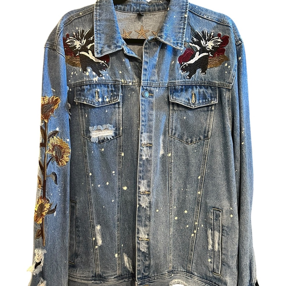 Young & Reckless Distressed Denim Jacket with Embroidery